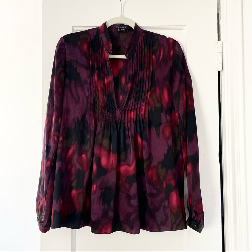 THEORY 100% silk watercolor blouse